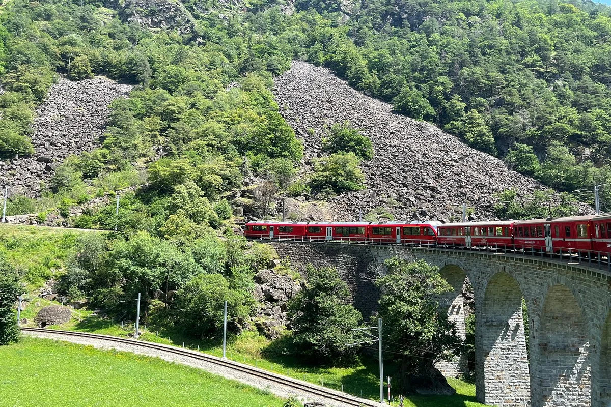 Bernina Scenic Train ride on the Swiss Alps. Small-Group Tour